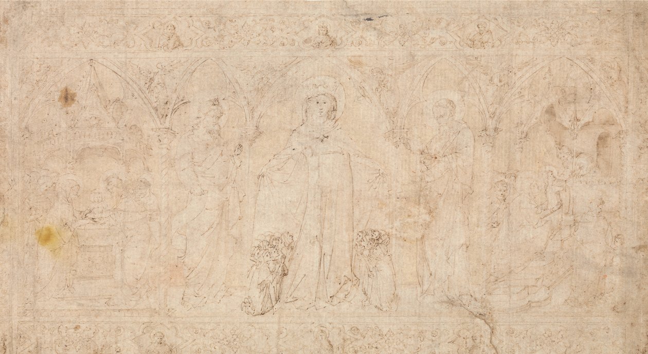 Progetto per un antependium: La Madonna della Misericordia con i santi Giovanni Battista da Lorenzo Veneziano.