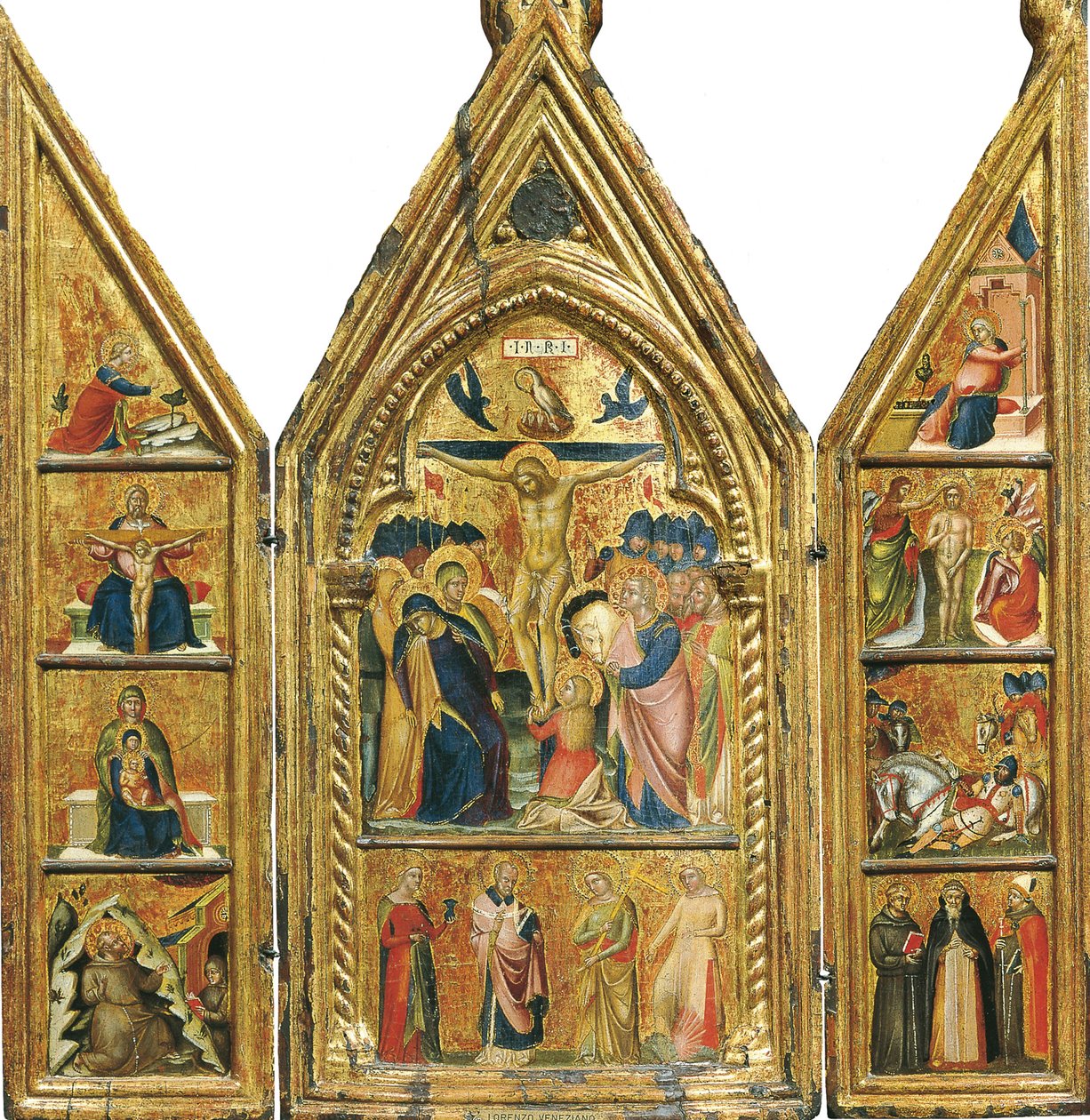 Trittico portatile con una crocifissione centrale da Lorenzo Veneziano