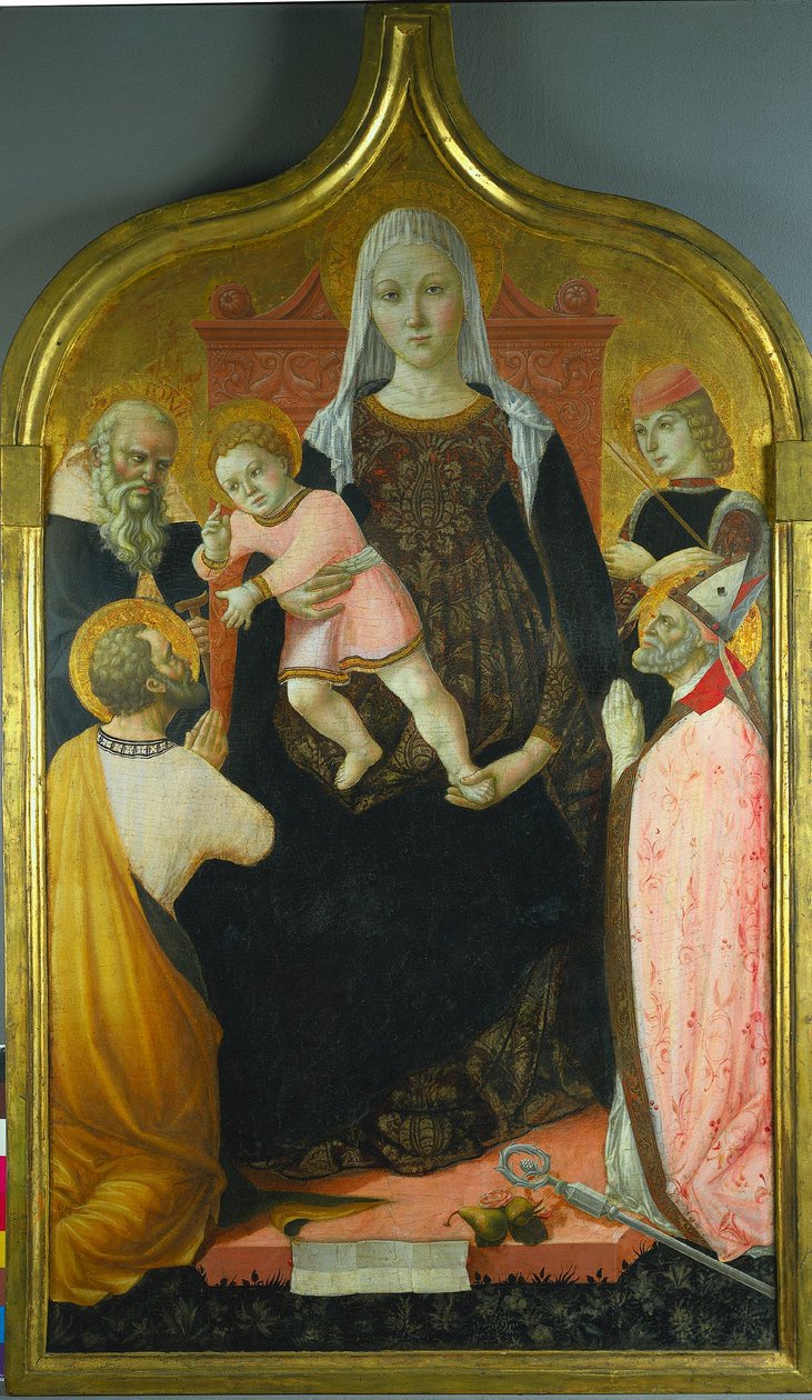 Vergine e Bambino, con i santi Antonio Abate, Marco, Severino e Sebastiano, c. 1490-96 da Lorenzo dAlessandro da Severino II
