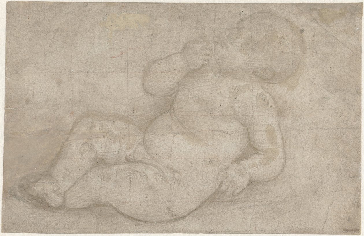 Studio per un bambino Gesù sdraiato da Lorenzo di Credi (attributed to)