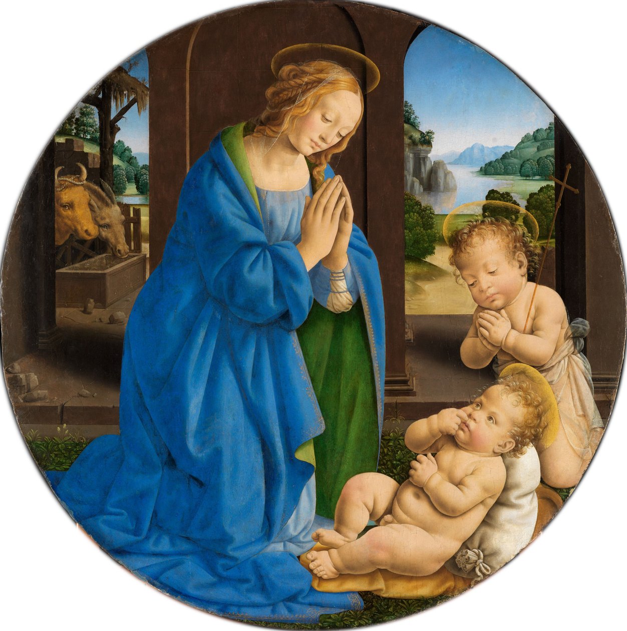 Maria in adorazione del Bambino, con san Giovannino da Lorenzo di Credi