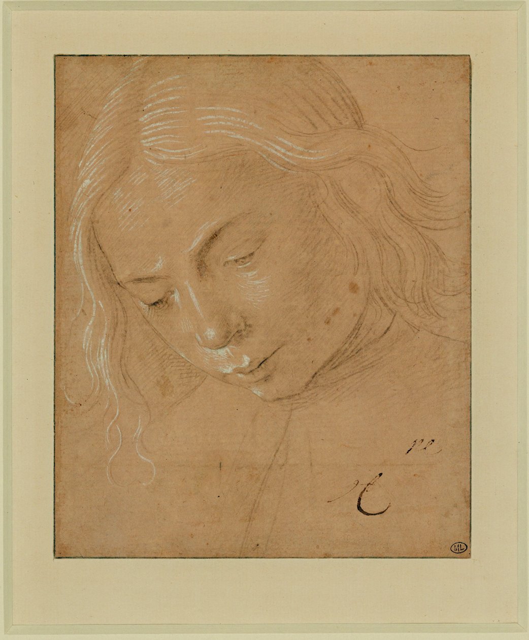 Ritratto di giovane uomo, profilo di tre quarti, piegato in avanti ... da Lorenzo di Credi