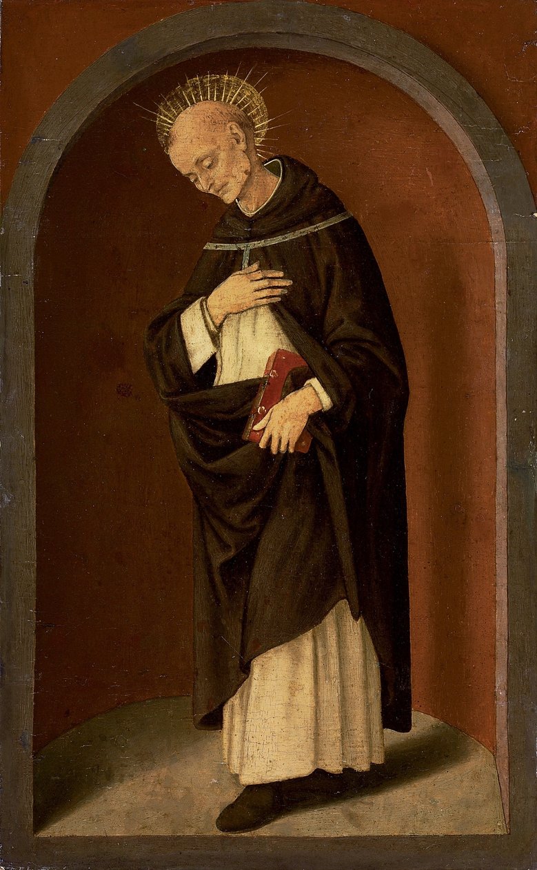 San Bernardino da Siena, in una nicchia scolpita da Lorenzo di Credi