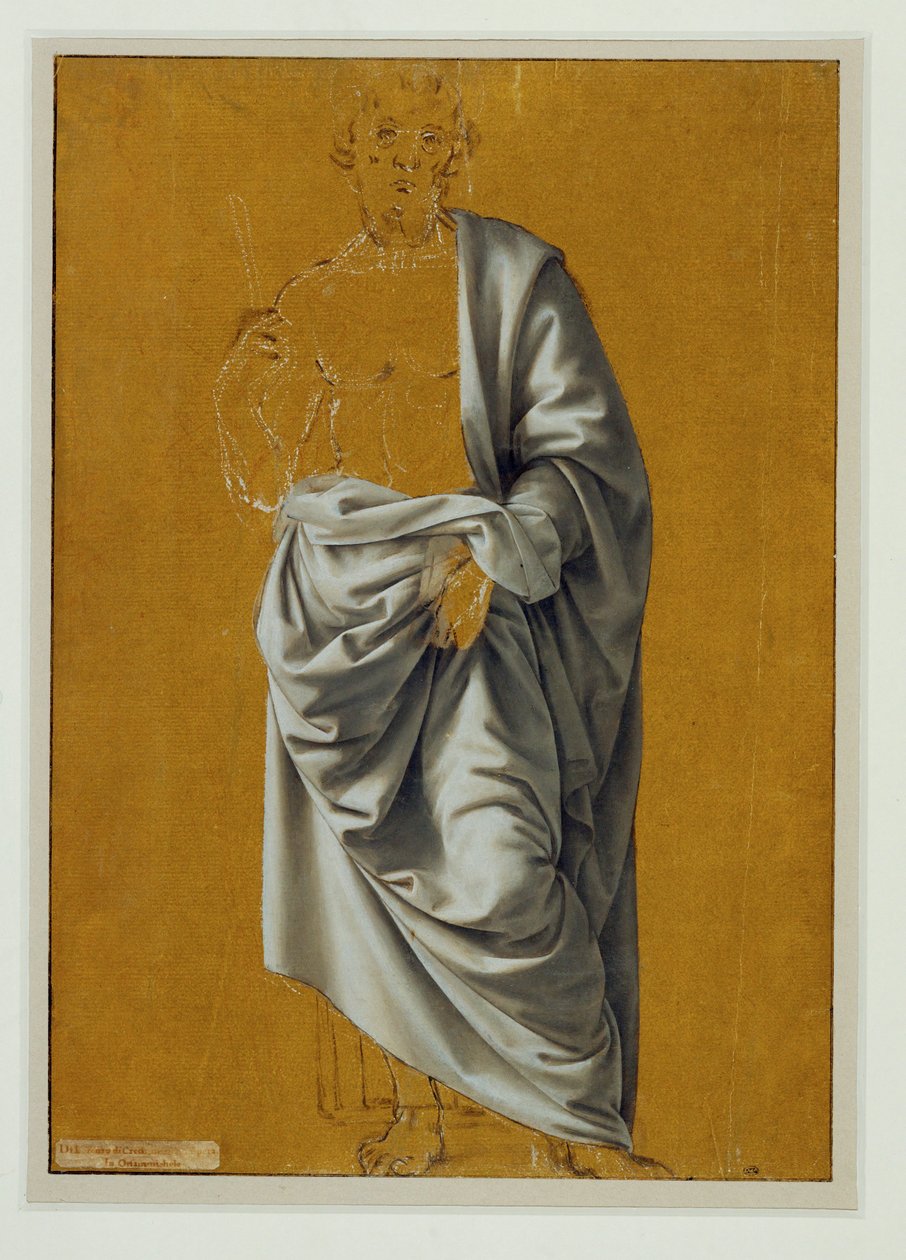 Studio di panneggio per la figura di San Bartolomeo ... da Lorenzo di Credi