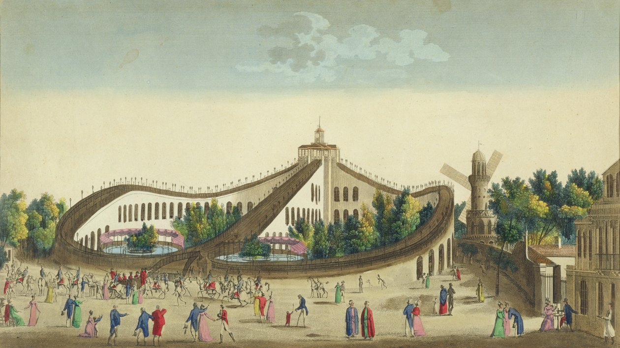 Promenades Aeriennes, Jardin Baujon, c.1817 da Ambroise Louis Garneray