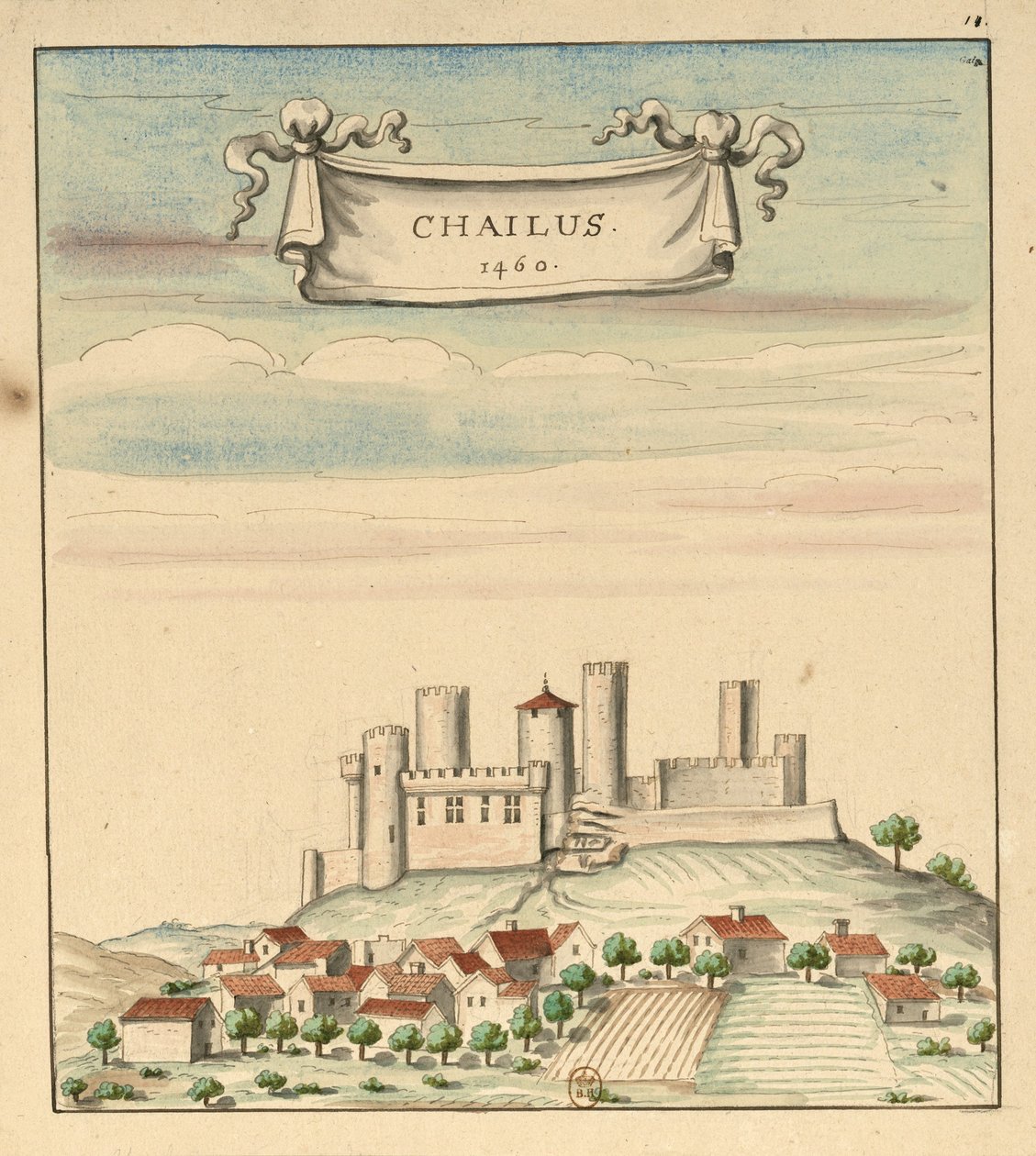 Castello di Châlus nel 1460 da Louis Boudan