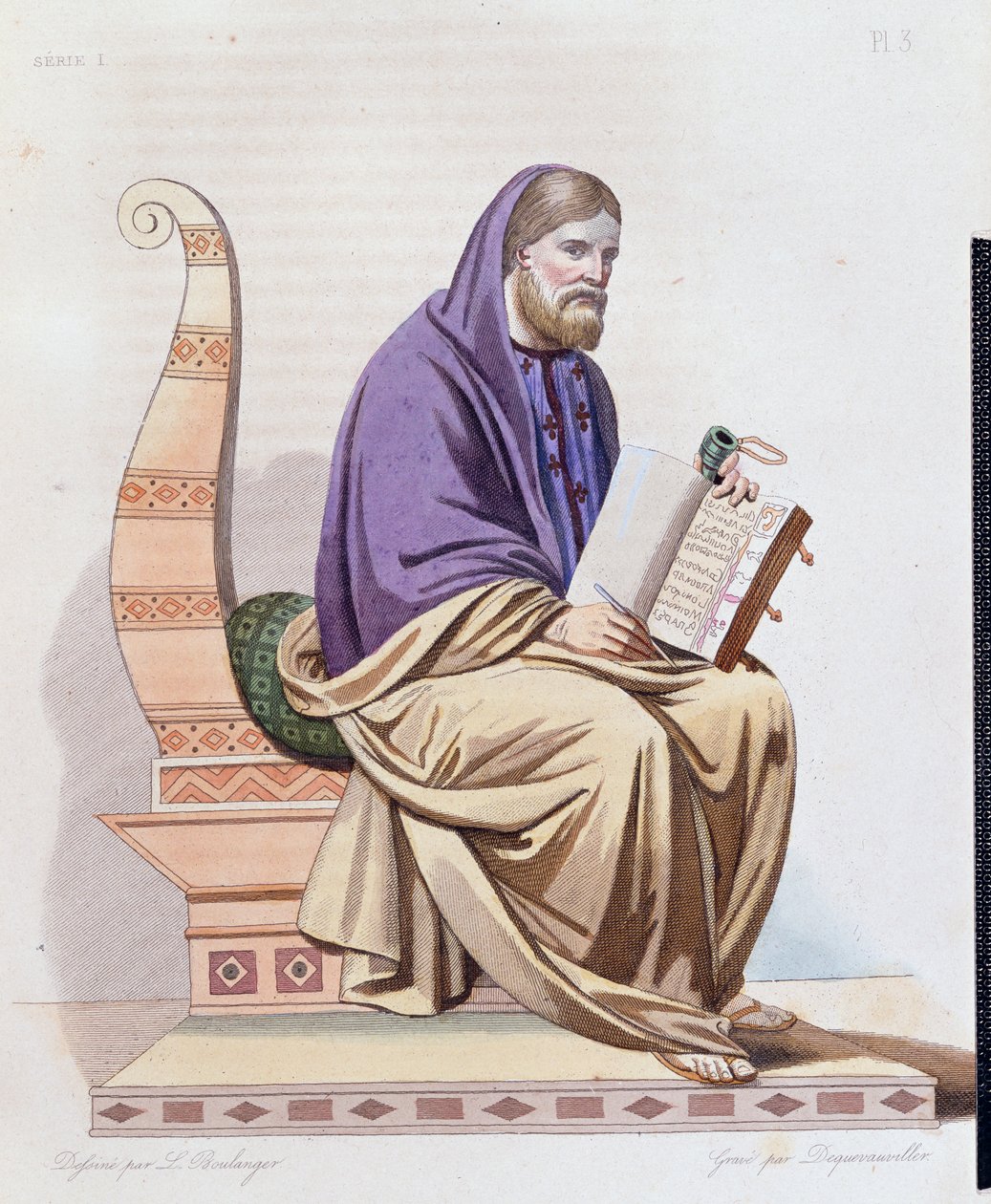 Ritratto di San Gregorio di Tours (538-594) illustrazione da 