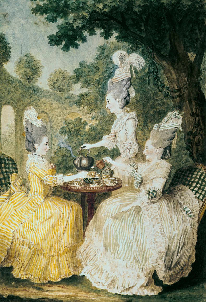 La Marchesa di Montesson, La Marchesa di Crest e la Contessa di Damas che bevono tè da Louis Carrogis dit Carmontelle