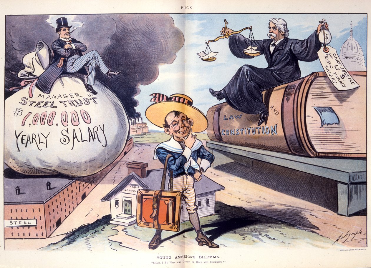 Il dilemma della giovane America, Sarò saggio e grande, o ricco e potente, 1901 da Louis Dalrymple