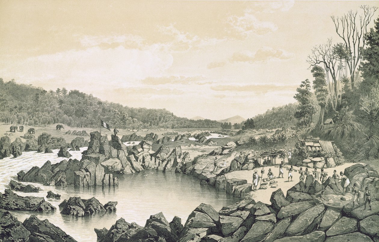 Campo francese sulle rive del fiume Mekong, dall
