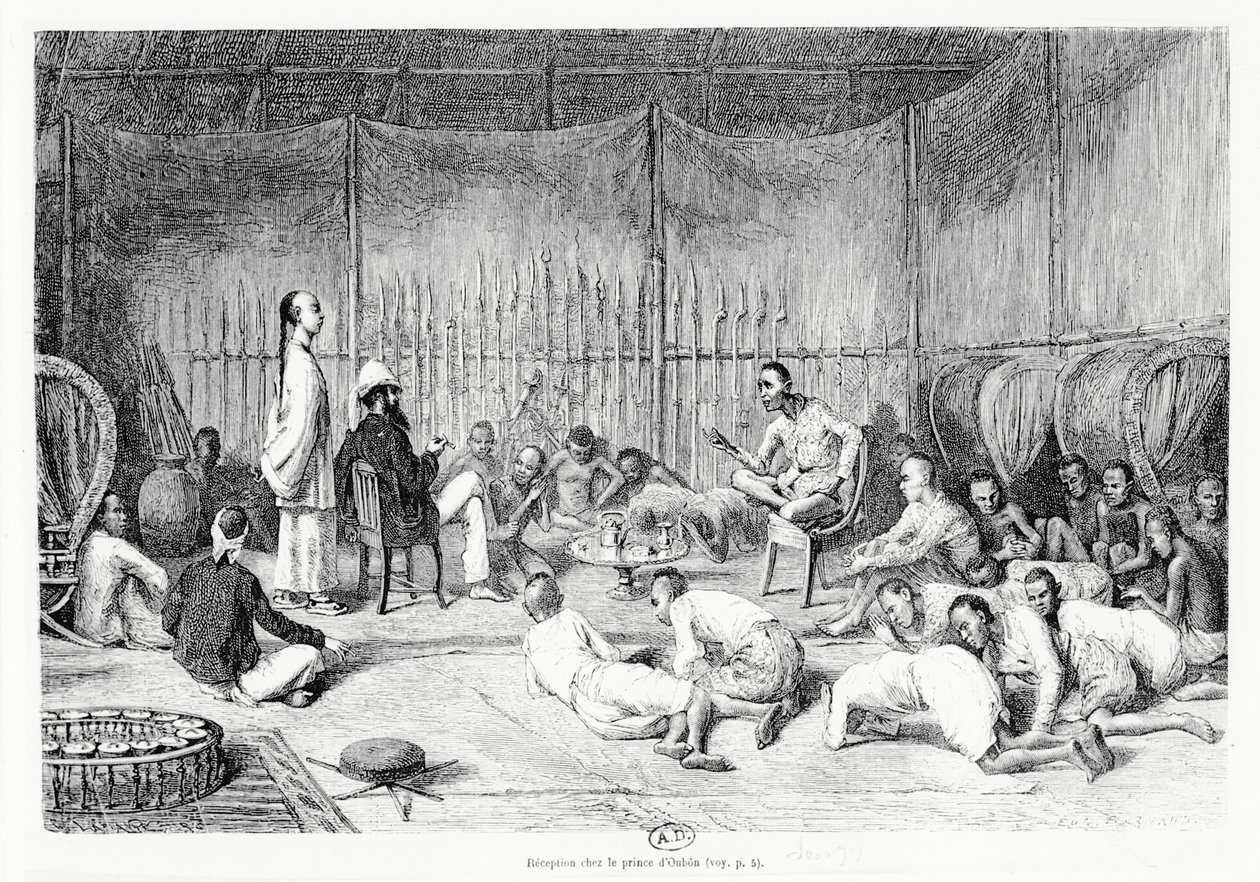 Ricevimento da parte del Principe di Oubon, Laos, 1877 da Louis Delaporte