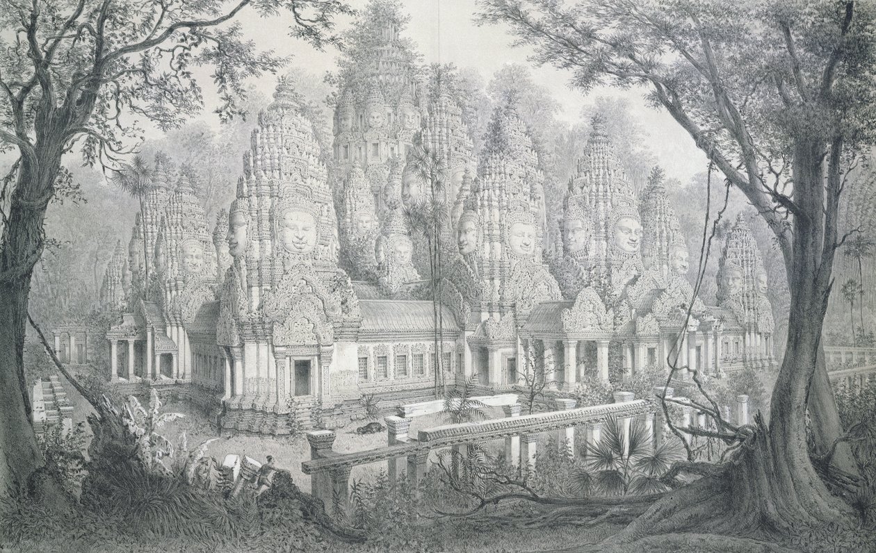 Rovine di Bayon, Cambogia, 1873 da Louis Delaporte