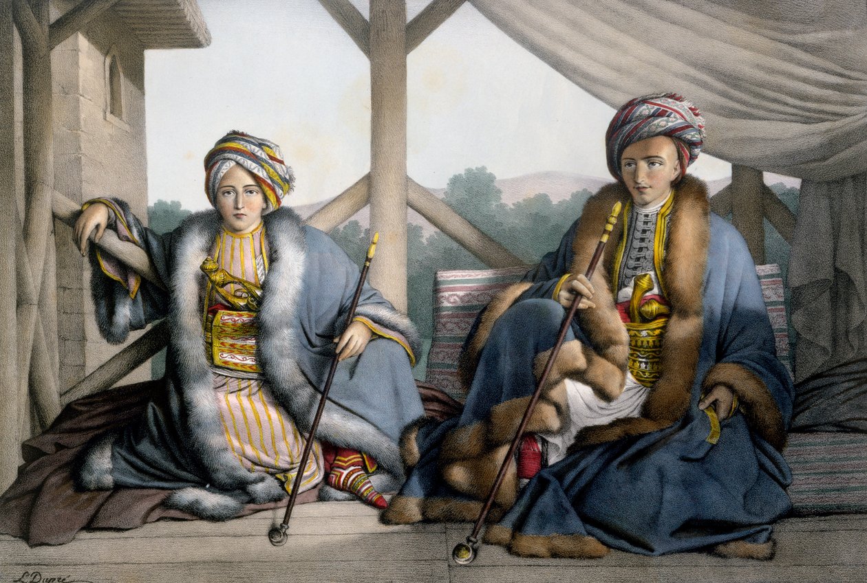 Pacha di Tessaglia, figlio di Veli e Mehemet, figlio minore Ali Cebelerr, Visir di Janina - Tavola IV, inciso da Lemercier da 