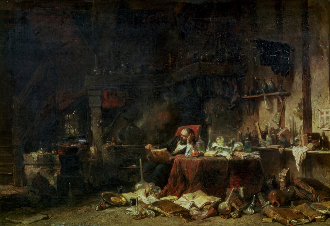 Interno di uno Studio di Alchimista da Eugene Isabey