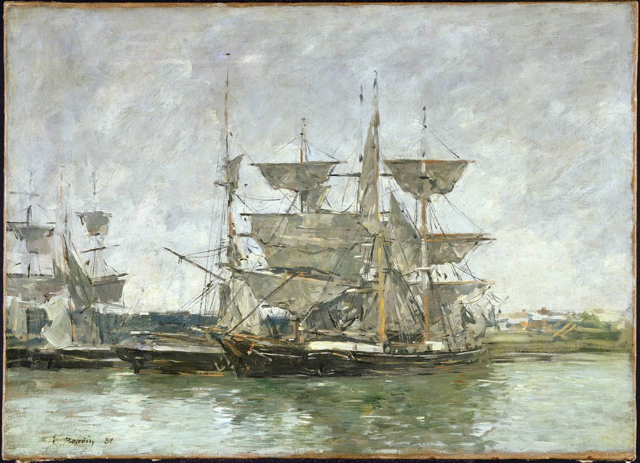 Barche nel porto, Deauville, 1881 da Eugene Louis Boudin