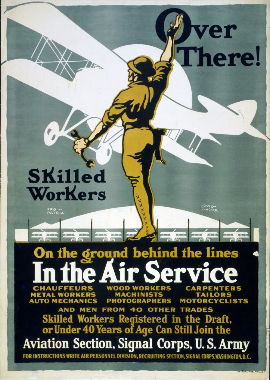 Laggiù! Lavoratori qualificati sul terreno dietro le linee - Nel servizio aereo, 1917 da Louis Fancher