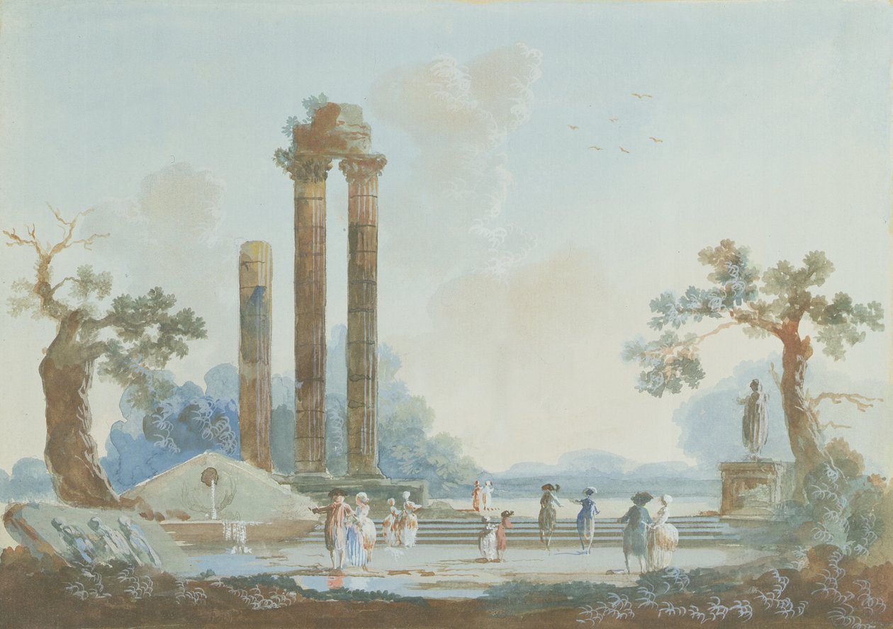 Passeggiata in un parco al crepuscolo: un set di pendenti, 1784 da Louis Gabriel Moreau
