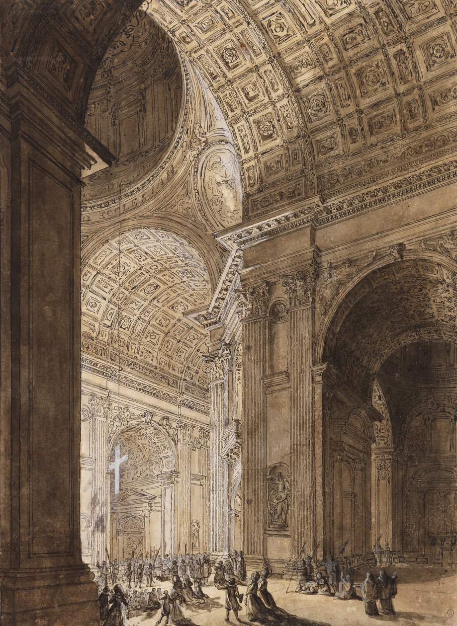 Interno di San Pietro illuminato da Louis Jean Desprez