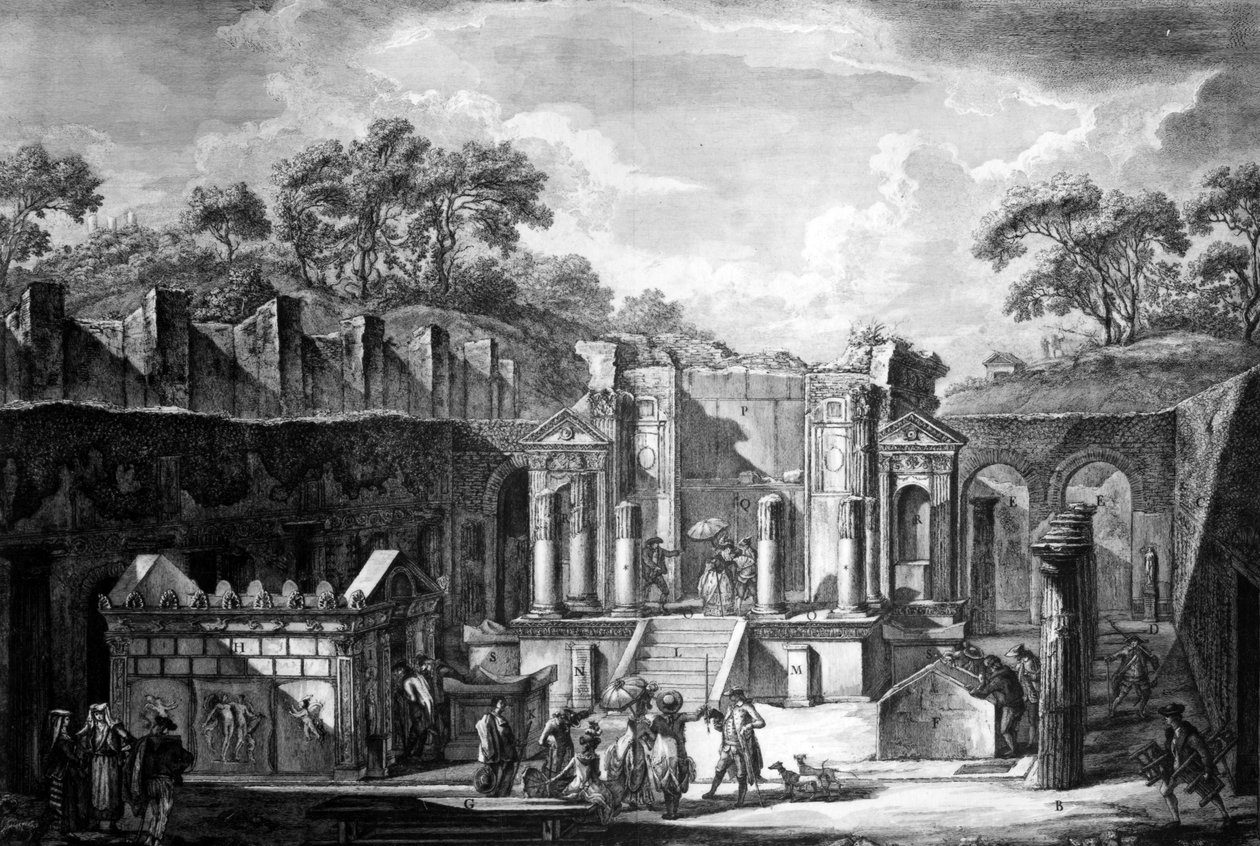 Veduta del Tempio di Iside, Pompei, inciso da Francesco Piranesi, 1788 da Louis Jean Desprez