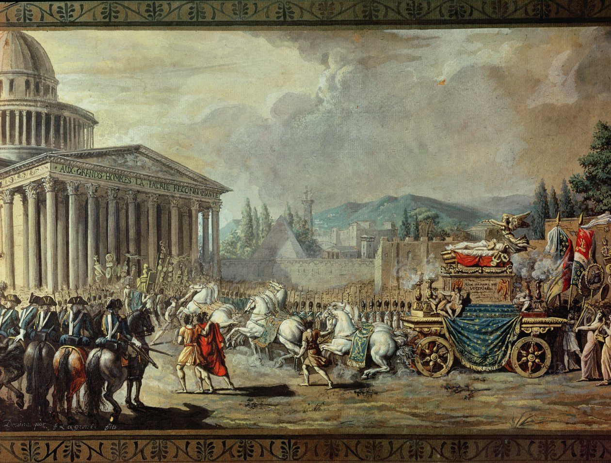 La traslazione delle spoglie mortali di Voltaire (1694-1778) al Pantheon di Parigi il 10 luglio 1791 (dettaglio) da Louis Jean François Lagrenée