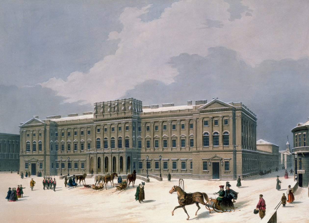 Palazzo del Granduca di Leuchtenberg a San Pietroburgo, stampato da Lemercier, Parigi, 1840s da Louis Jules Arnout