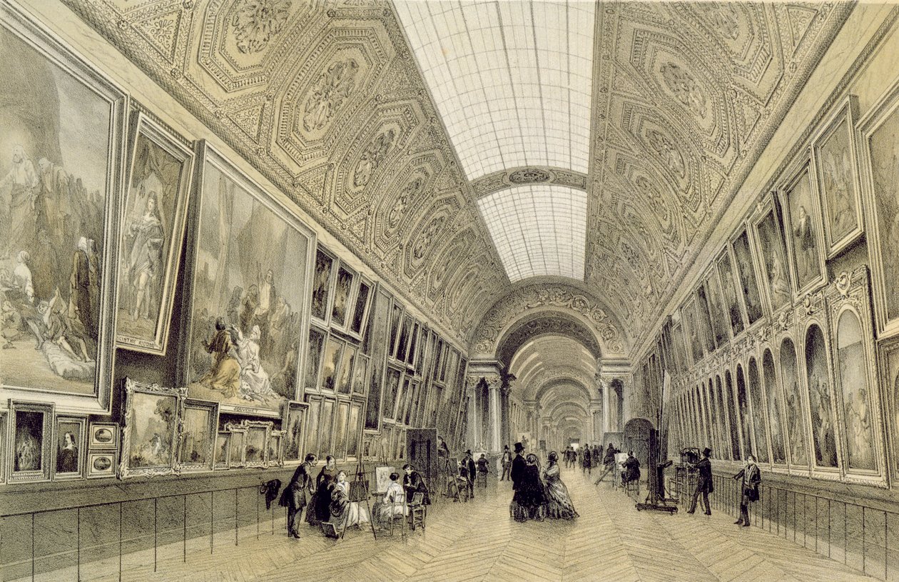 Vista della Grande Galleria al Louvre, c.1850-70 da Louis Jules Arnout