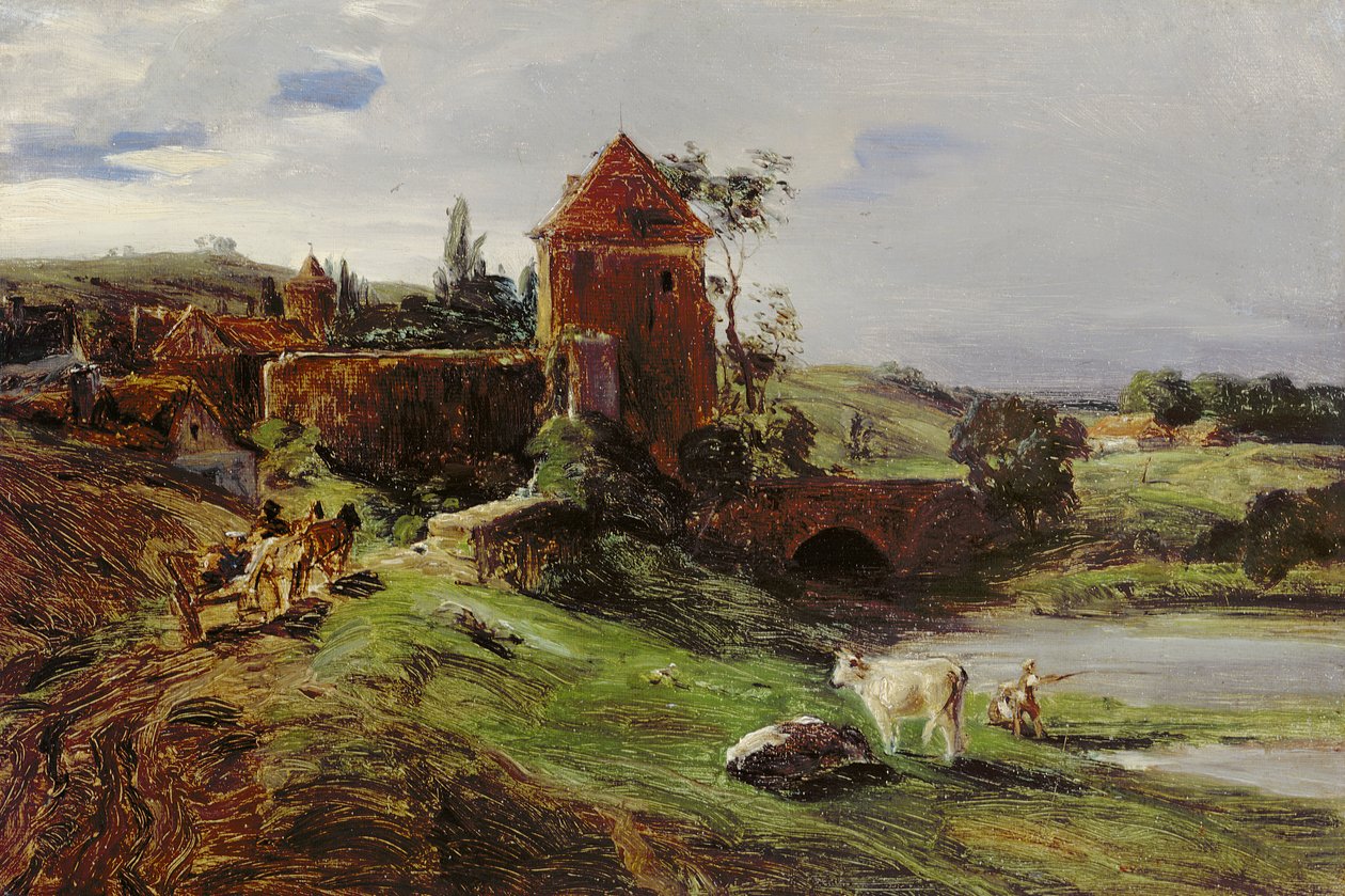 Paesaggio con un ponte vicino a Landsberg an der Warthe da Louis Kolitz