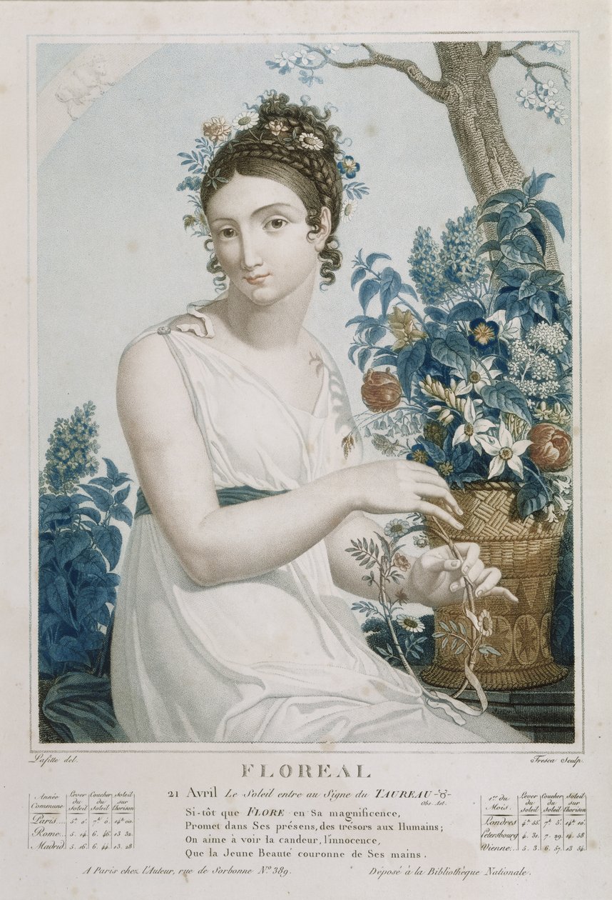 Floreal (aprile-maggio), ottavo mese del calendario repubblicano, inciso da Tresca, c.1794 da Louis Lafitte