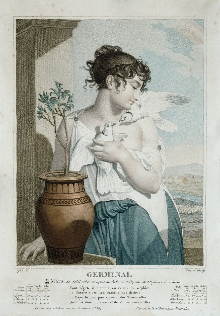 Germinale (marzo-aprile), settimo mese del calendario repubblicano, inciso da Tresca, c.1794 da Louis Lafitte