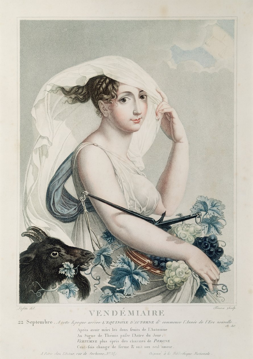 Vendemiaire (Settembre-Ottobre), primo mese del Calendario Repubblicano, inciso da Tresca, c.1794 da Louis Lafitte
