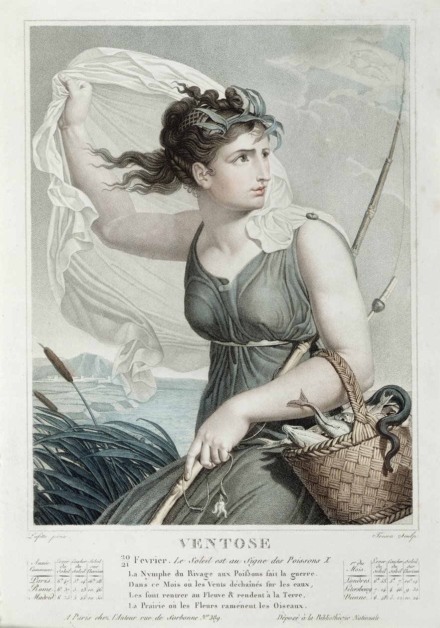 Ventoso (Febbraio-Marzo), sesto mese del Calendario Repubblicano, inciso da Tresca, c.1794 da Louis Lafitte
