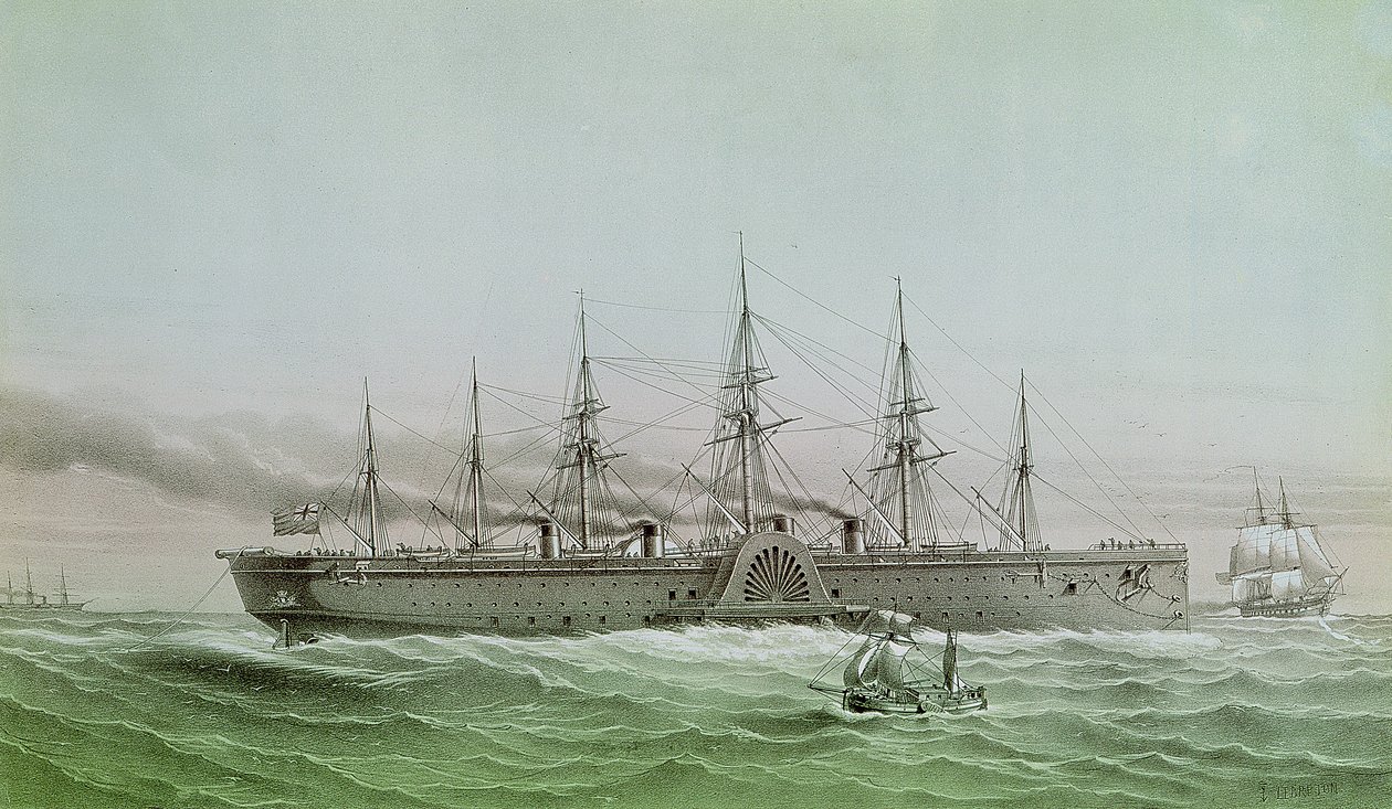 Il Great Eastern posa il cavo elettrico tra Europa e America, 1858 da Louis Le Breton