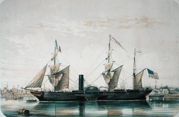 La S.S. Franklin nel Bacino della Florida a Le Havre, c.1851 da Louis Le Breton