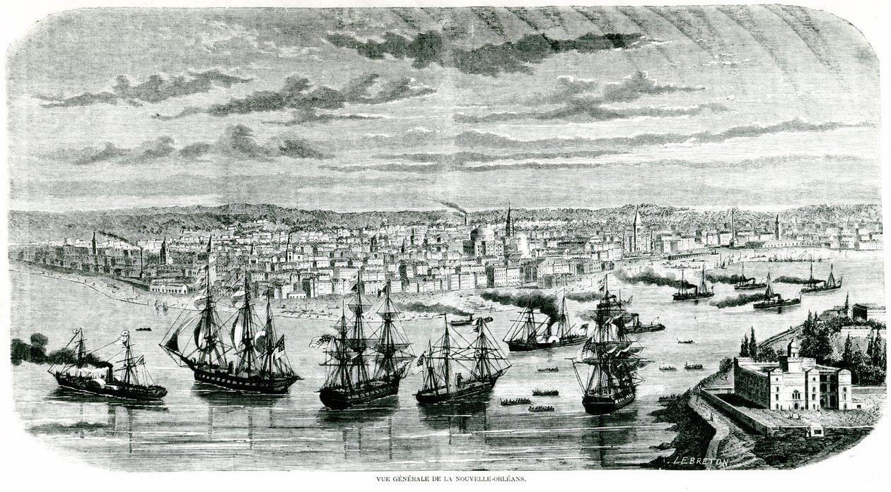 Veduta di New Orleans, 1862 da Louis Le Breton