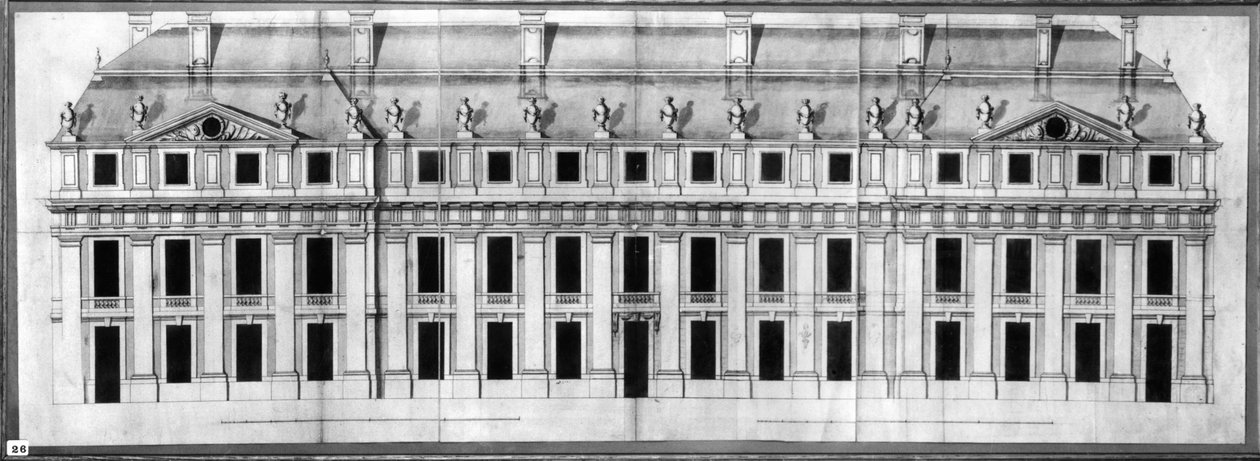Chateau de Vincennes: Elevazione della facciata di un padiglione d