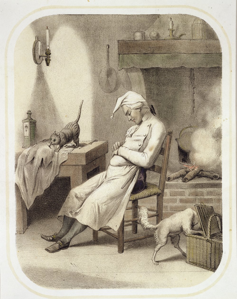 Accidia in cucina, da una serie di stampe che raffigurano i sette peccati capitali, c.1850 da Louis Leopold Boilly