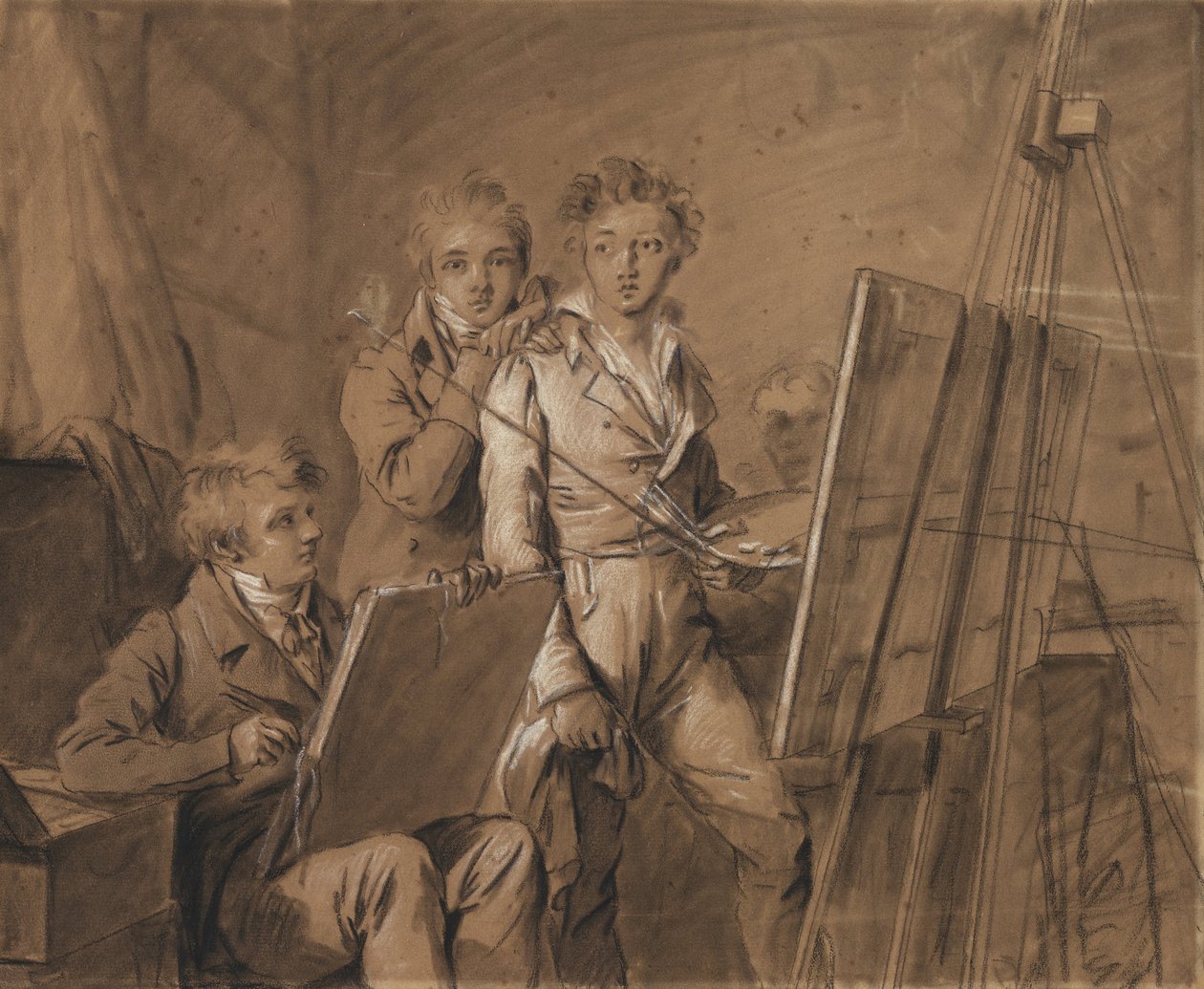 Tre giovani artisti in uno studio da Louis Leopold Boilly