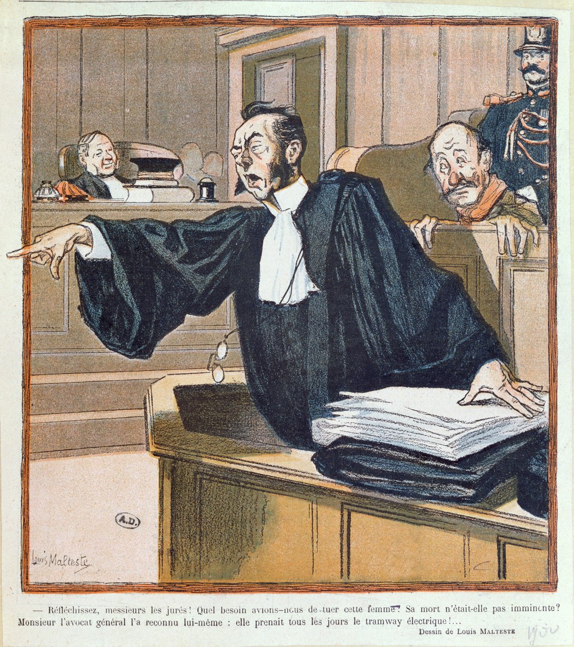 Un avvocato che si rivolge alla giuria, 1900 da Louis Malteste