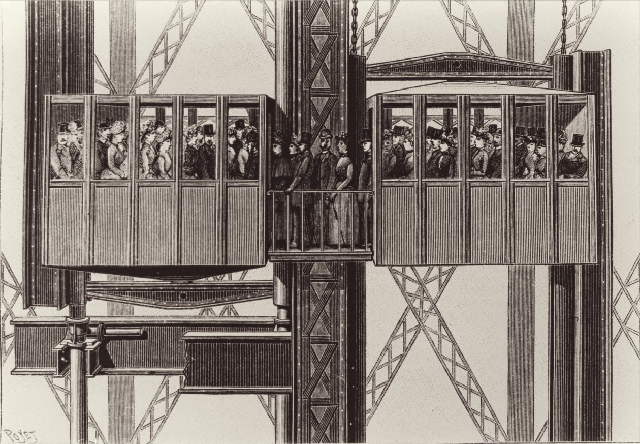 Progetto per un ascensore, di Gustave Eiffel da Louis Poyet