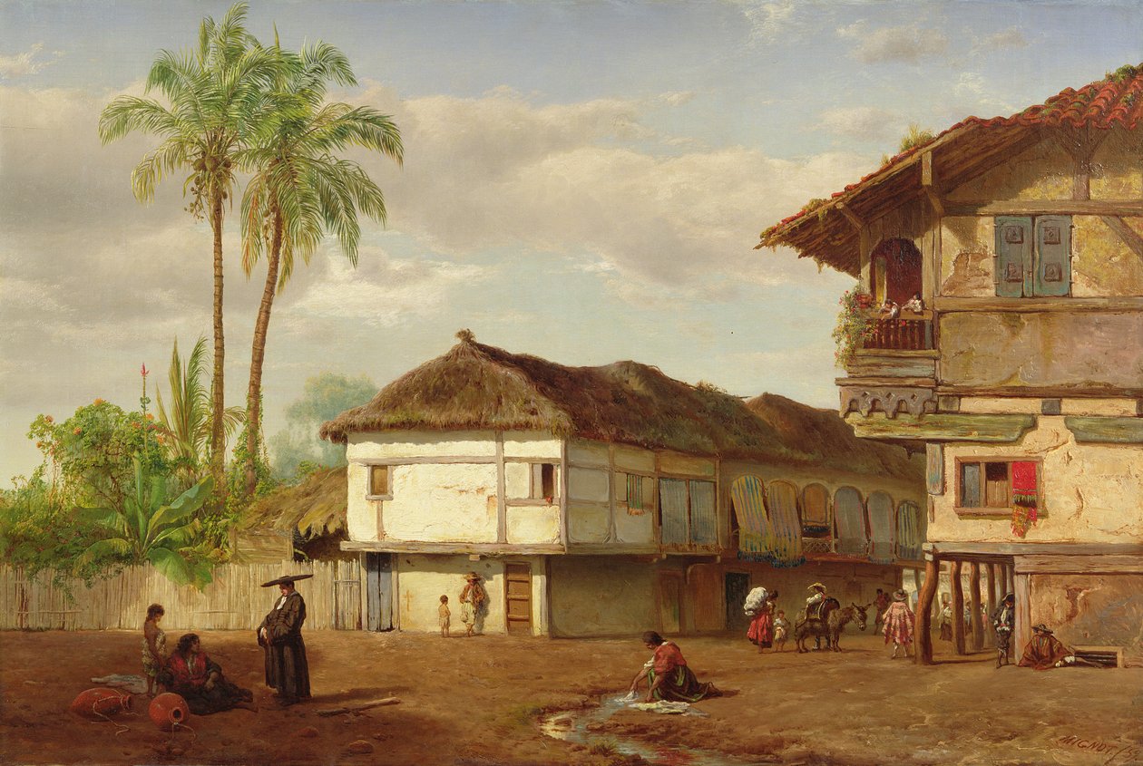 Veduta di strada di Guayaquil, Ecuador, 1859 da Louis Rémy Mignot