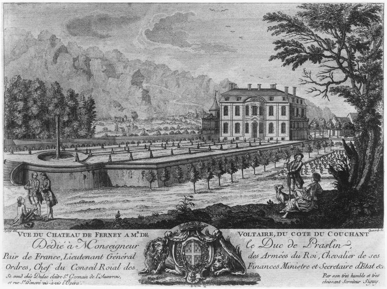 Casa di Voltaire a Ferney, lato ovest, inciso da Francois, Maria, Isidore Queverdo (1748-97) da Louis Signy
