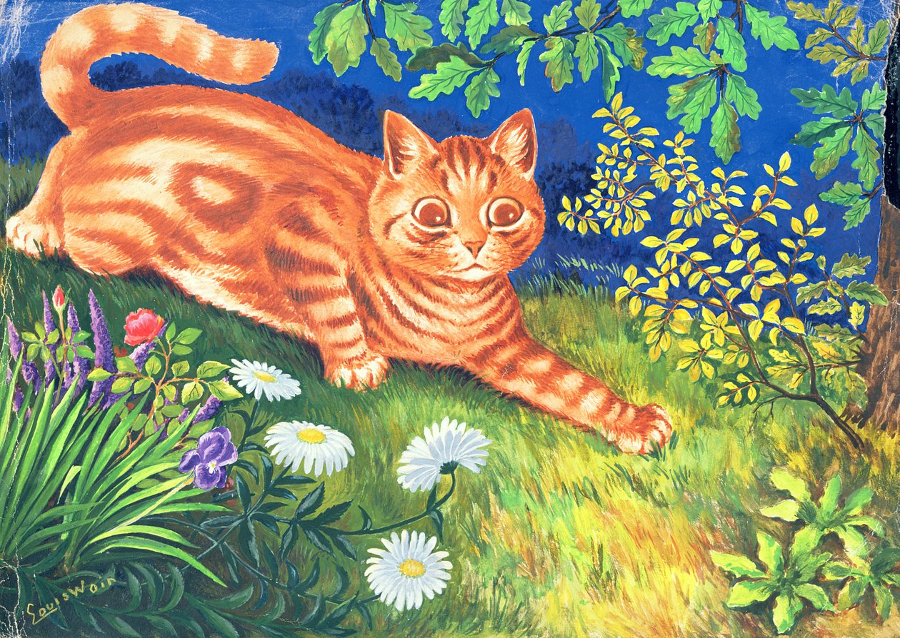 Gatto che caccia da Louis Wain