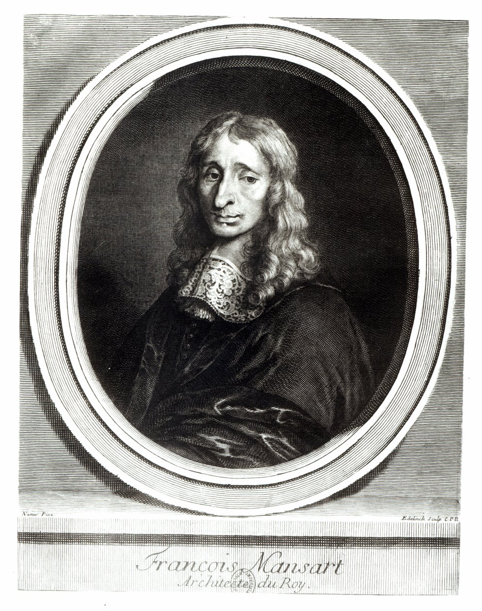 Ritratto di François Mansart (1598-1666), inciso da Gerard Edelinck (1640-1707) da Louis de Namur