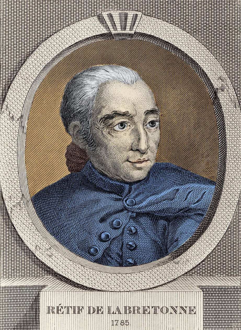 Ritratto di Restif de La Bretonne (1734-1806) - di Binet, incisione da Louis (after) Binet
