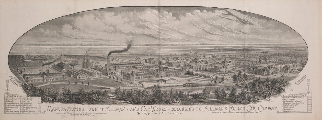 Città manifatturiera di Pullman e fabbriche di carrozze appartenenti alla Pullman