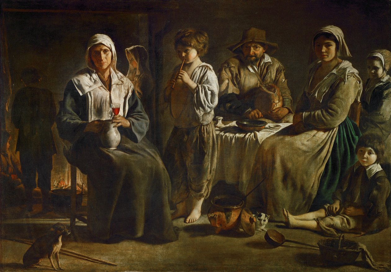 Una famiglia di contadini in un interno ... da Louis (attr. to) Le Nain