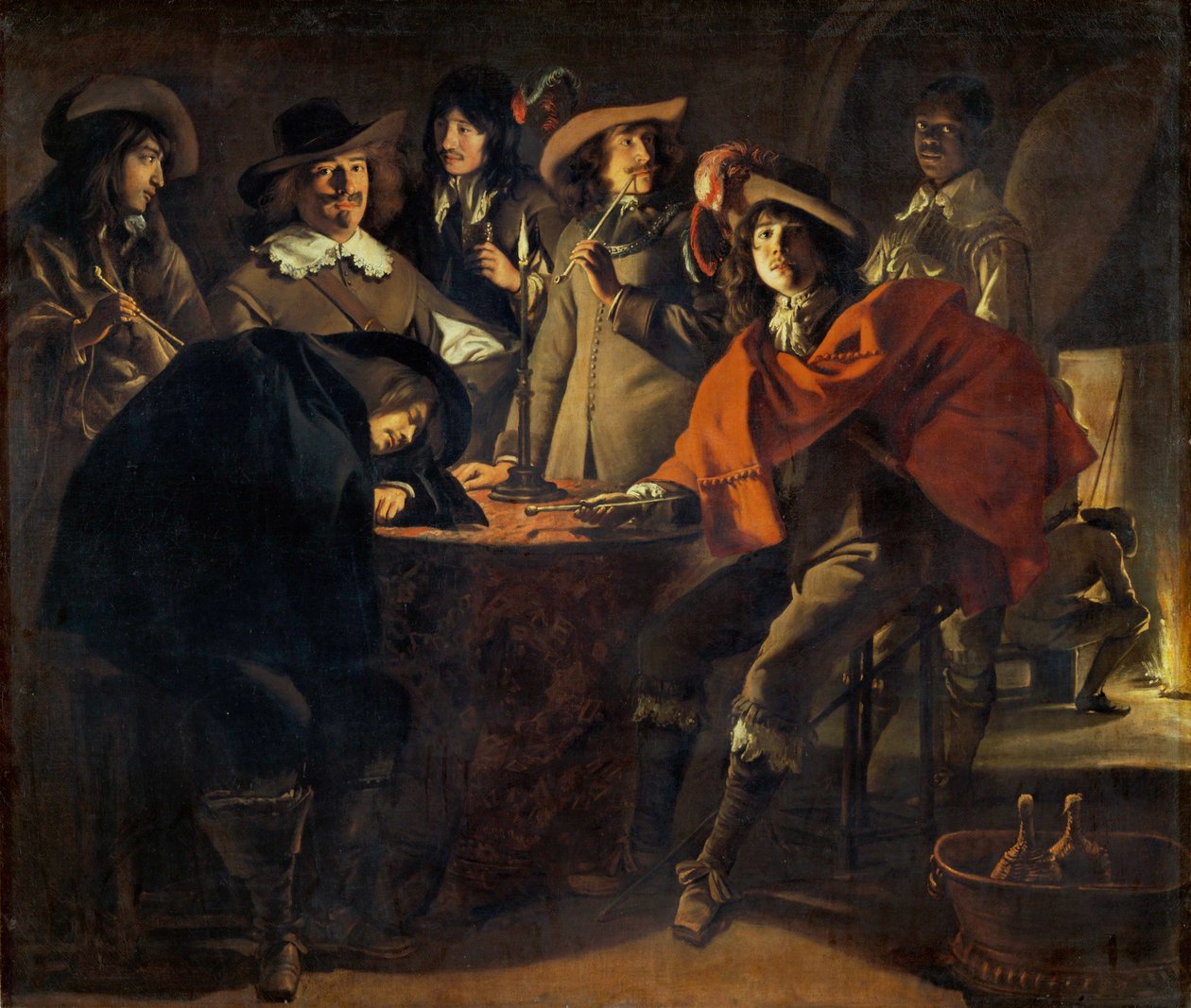 La tabagie, dit aussi le corps de garde - 1643 Una compagnia di fumatori, anche le guardie ... da Louis (attr. to) Le Nain