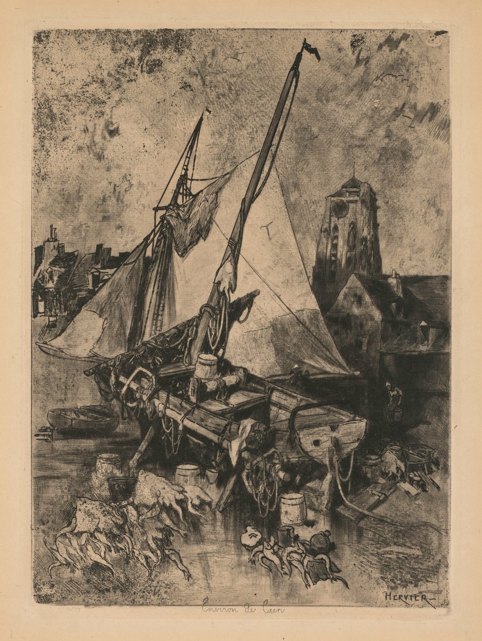 Barche da Pesca, Normandia Environ de Caen, c. 1862-1864 da Louis Adolphe Hervier