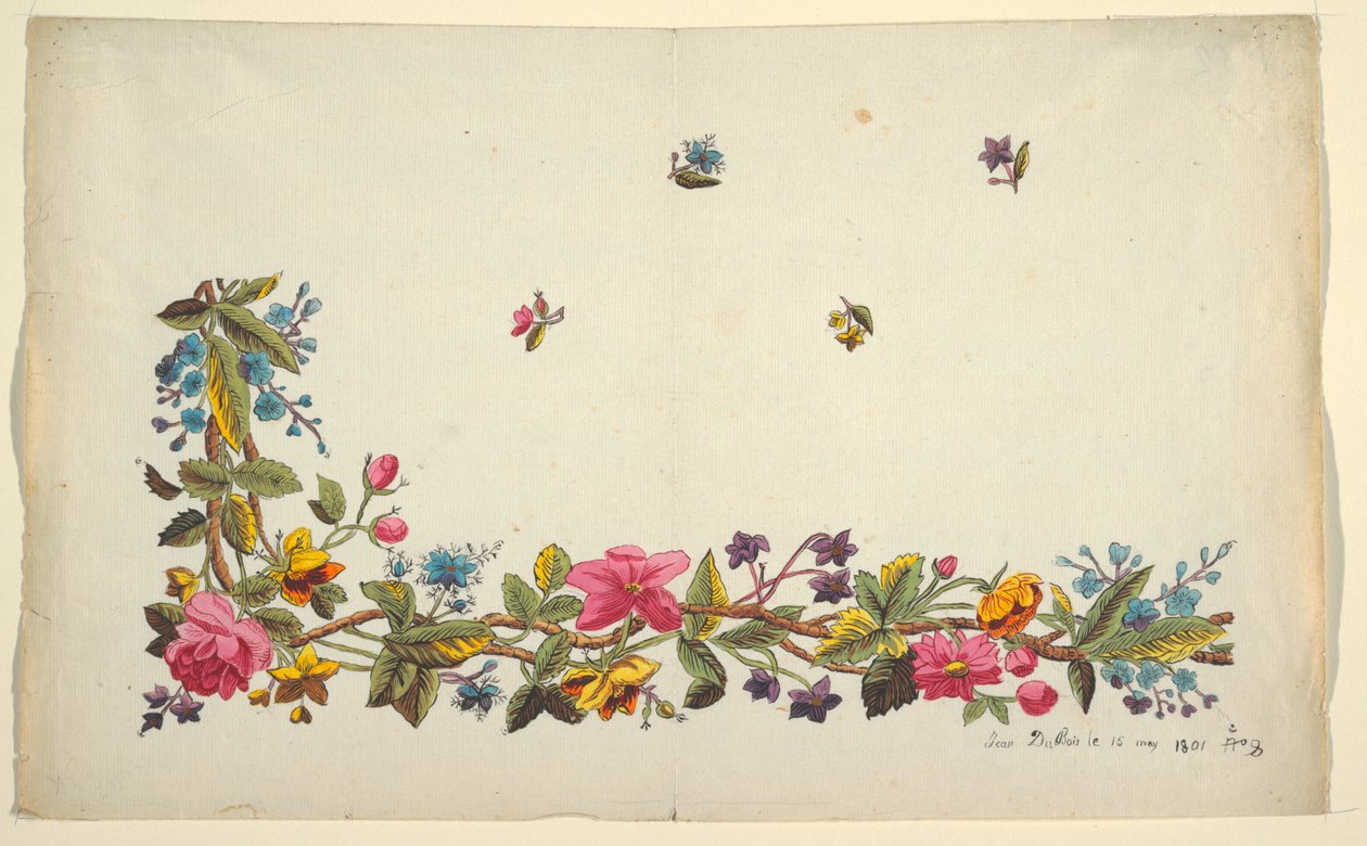 Disegno floreale per tessuto stampato da Louis Albert DuBois