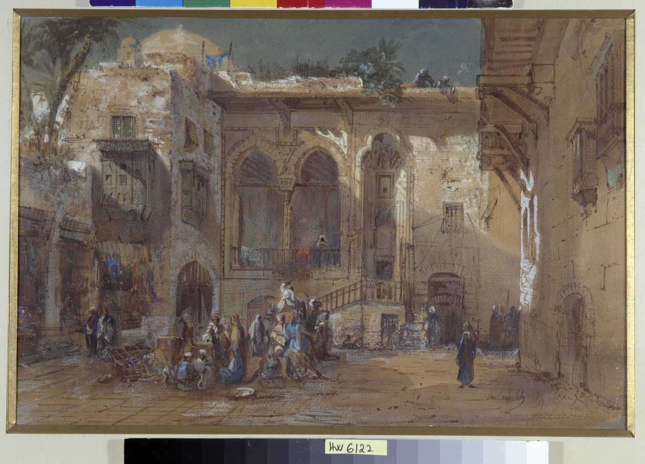 Una piazza vivace al Cairo, Egitto da Louis Amable Crapelet